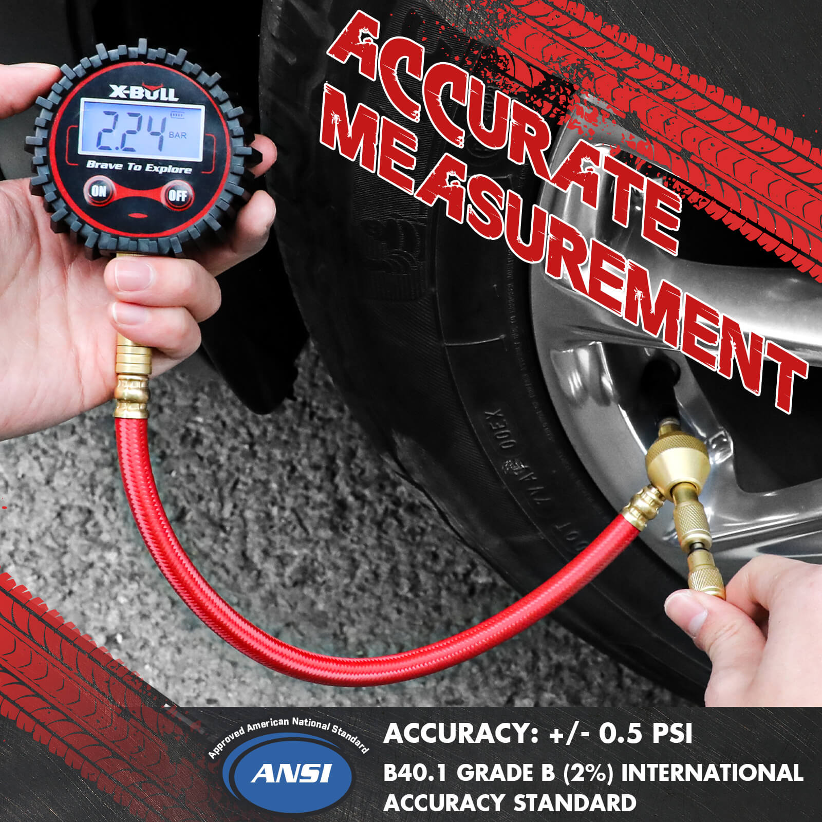 X-BULL Digital tire pressure gauge 250PSI Tyre Air Pressure Car Motorcycle LED - Image 3