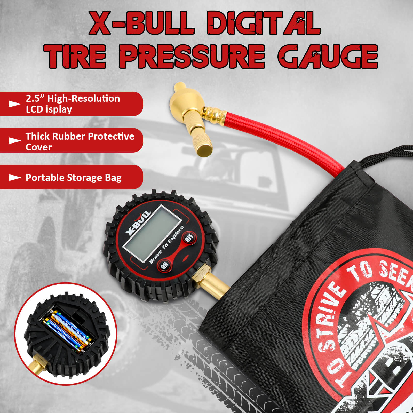 X-BULL Digital tire pressure gauge 250PSI Tyre Air Pressure Car Motorcycle LED - Image 4