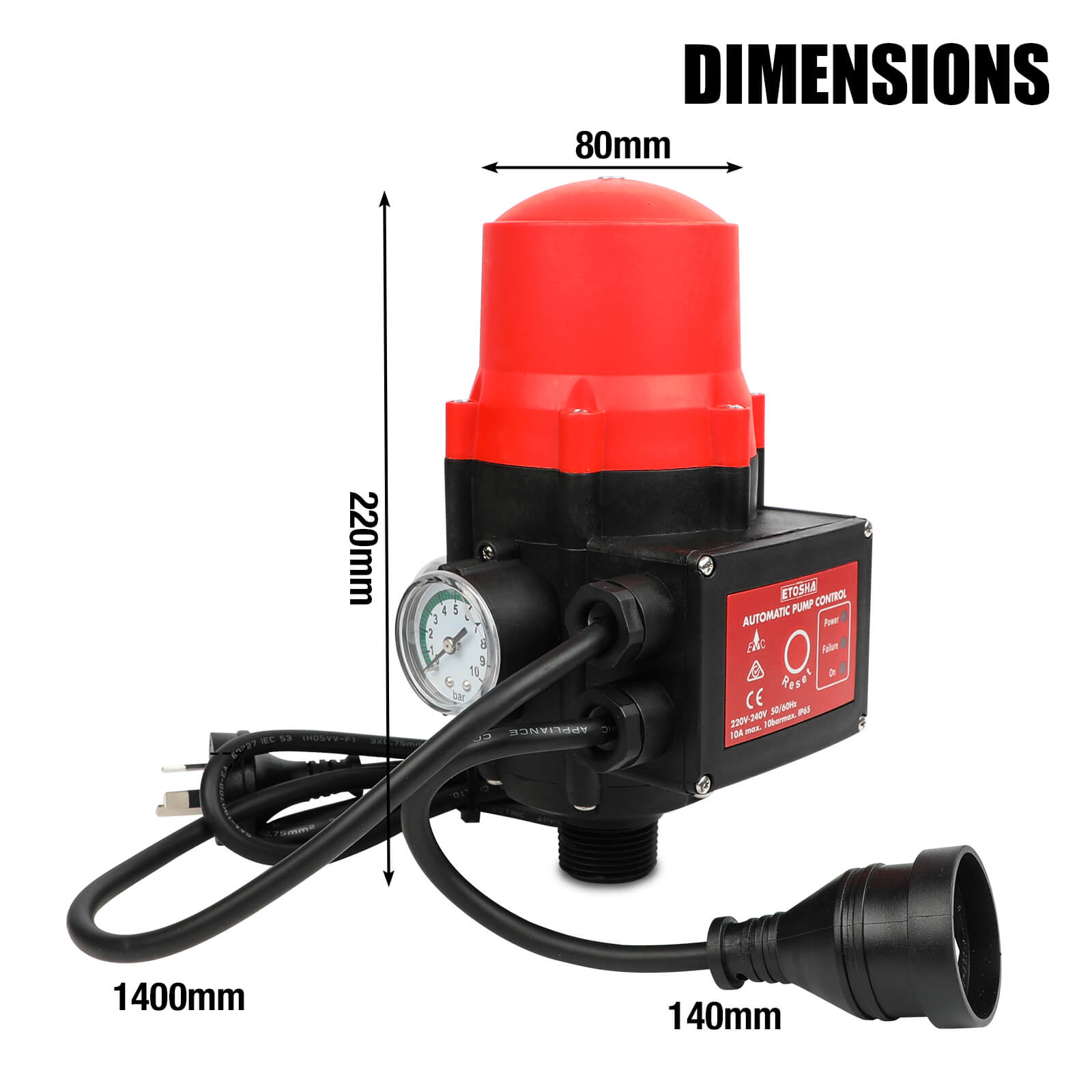 ETOSHA Water Pressure Pump Controller Auto Switch Control Electric BLACK - Image 2