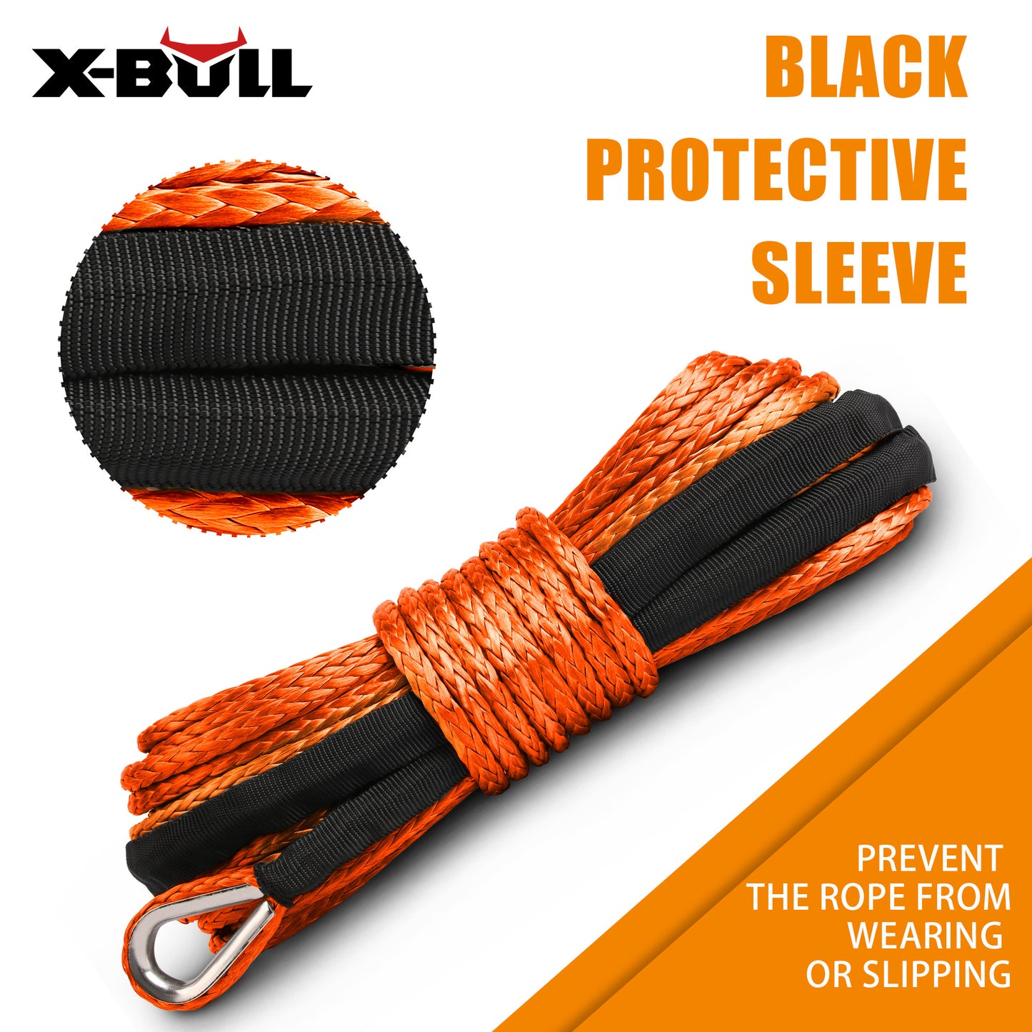 X-BULL Dyneema Synthetic Rope Winch Cable SK75 5.5MM x 13M Car Tow Recovery Strap - Image 2