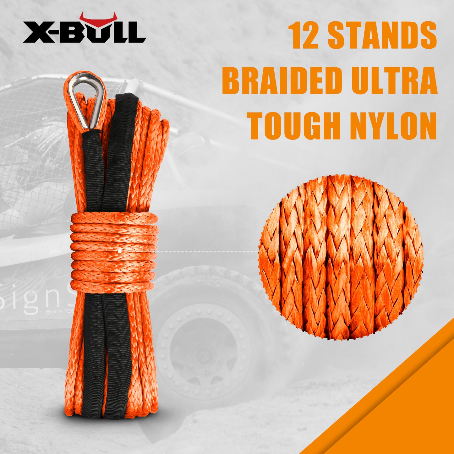 X-BULL Dyneema Synthetic Rope Winch Cable SK75 5.5MM x 13M Car Tow Recovery Strap - Image 5
