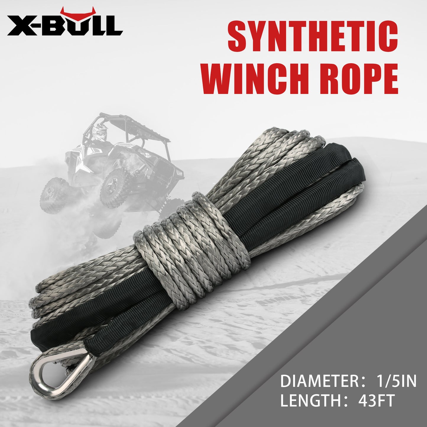 X-BULL Synthetic Dyneem Rope 5.5MM x 13M SK75 Car Tow Recovery Winch Cable Line - Image 7