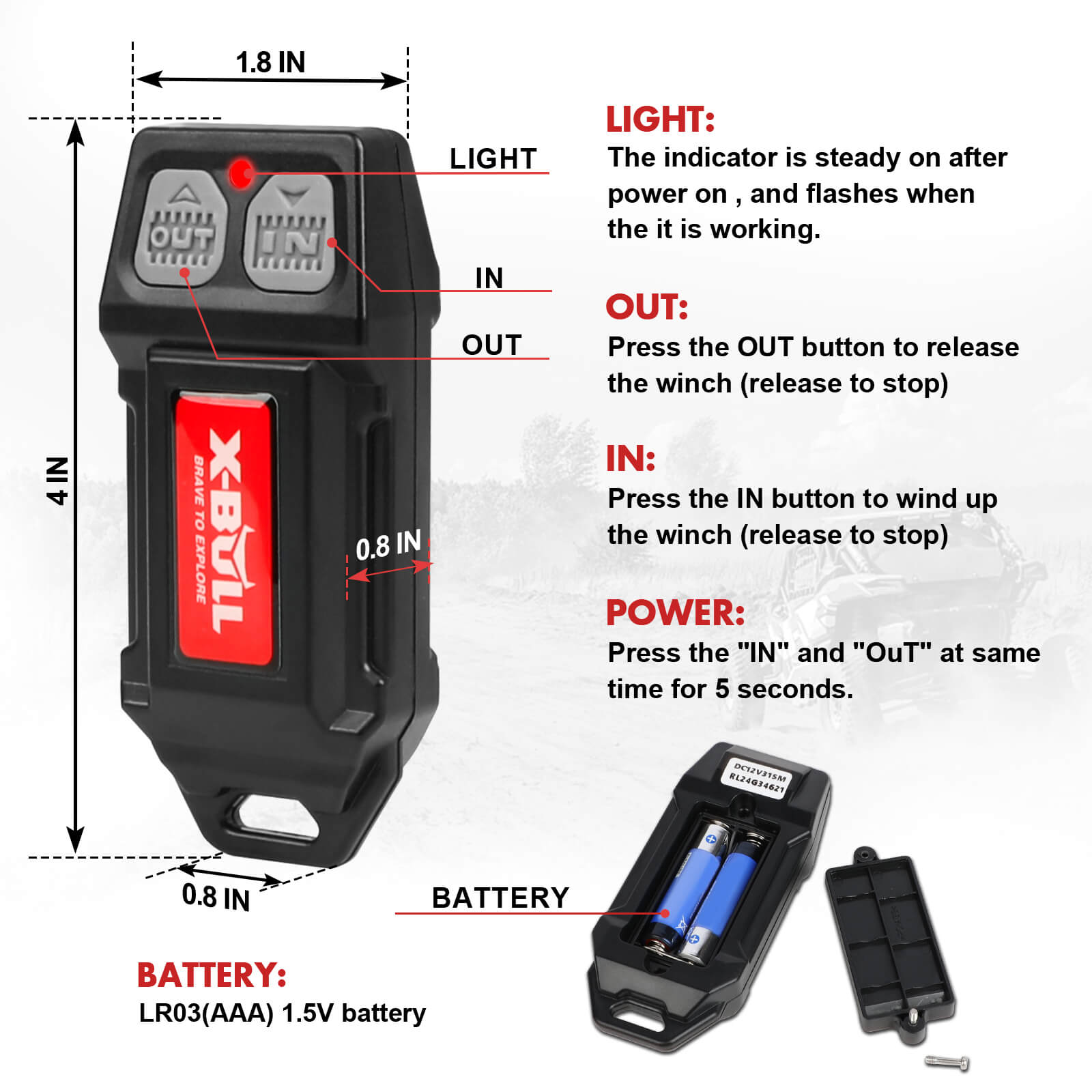 X-BULL 12V Winch Remote Control Twin Handset Easy to Install Upgrade Remotes - Image 5