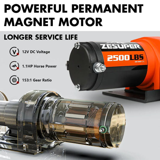 2500LBS Electric Winch Wireless Remote Synthetic Rope Wireless Remote ATV UTV BOAT - Image 3