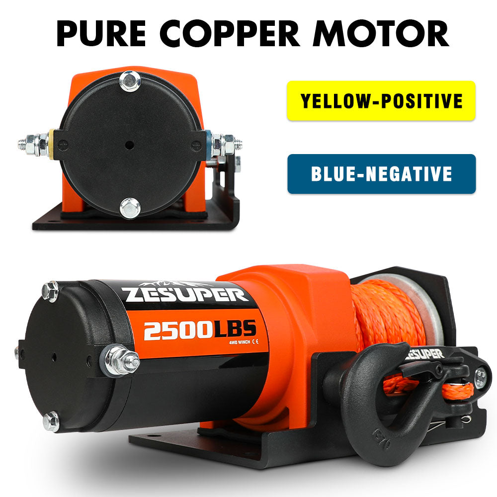 2500LBS Electric Winch Wireless Remote Synthetic Rope Wireless Remote ATV UTV BOAT - Image 4