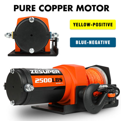 2500LBS Electric Winch Wireless Remote Synthetic Rope Wireless Remote ATV UTV BOAT - Image 4