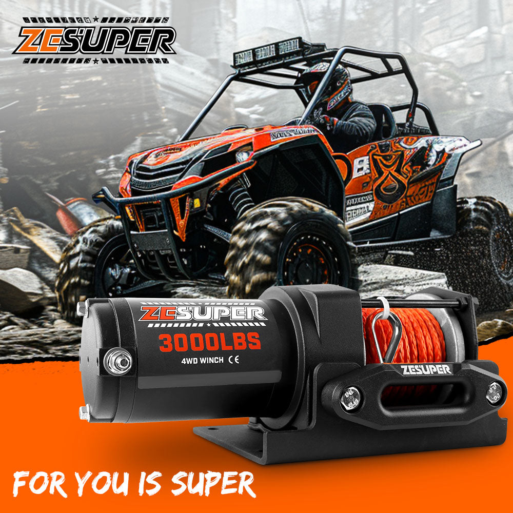 ZESUPER 12V Electric Winch 3000lbs Synthetic Rope Wireless Remote ATV UTV BOAT - Image 8