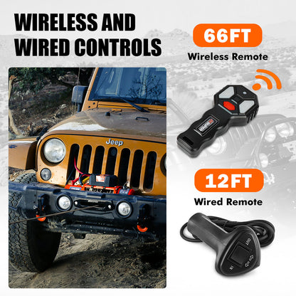 ZESUPER 12V Electric Winch 14500lbs Synthetic Rope Wireless Remote 4X4 4WD Car - Image 7