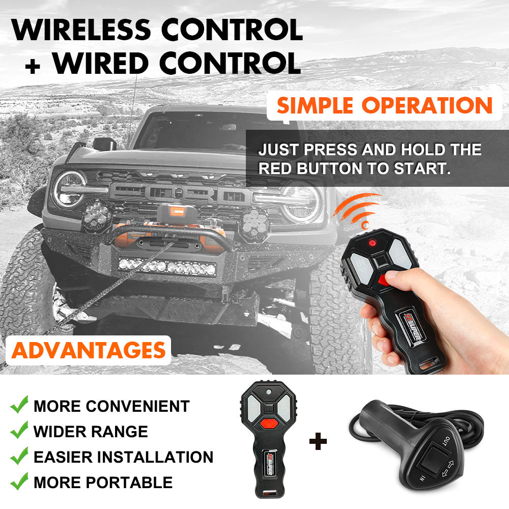 ZESUPER 12V Electric Winch 14500lbs Synthetic Rope Wireless Remote 4X4 4WD Car - Image 8
