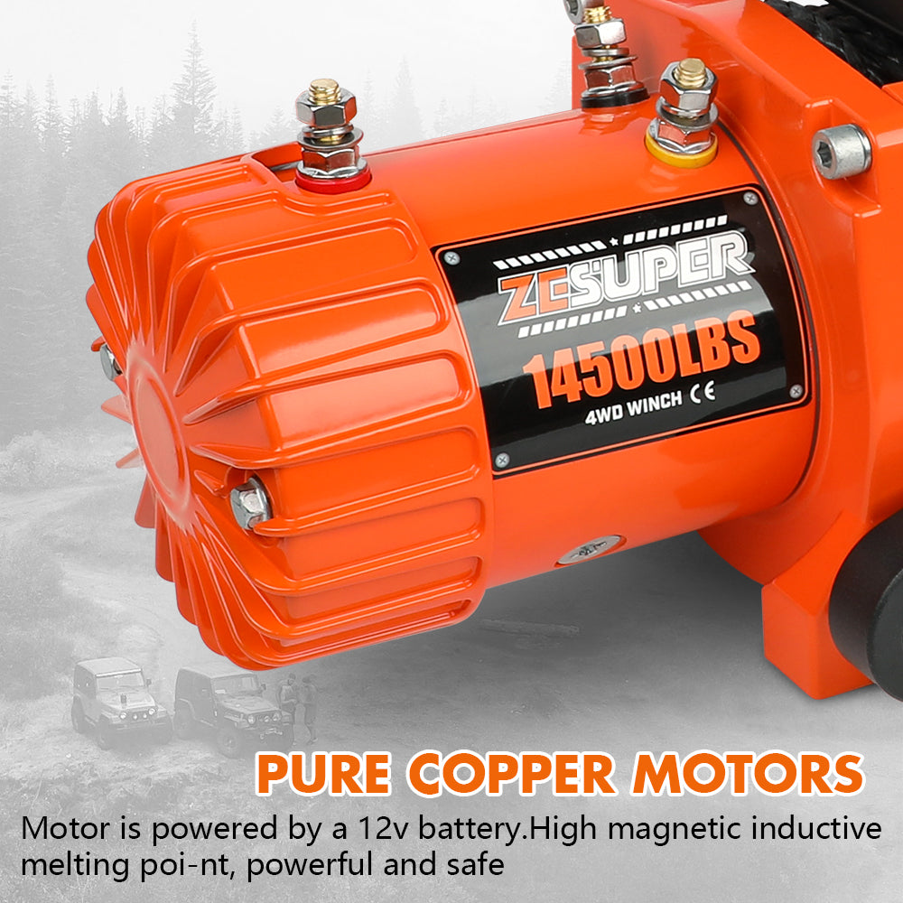 ZESUPER 14500lbs Electric Winch 12V Synthetic Rope Wireless Remote 4X4 4WD Car - Image 5