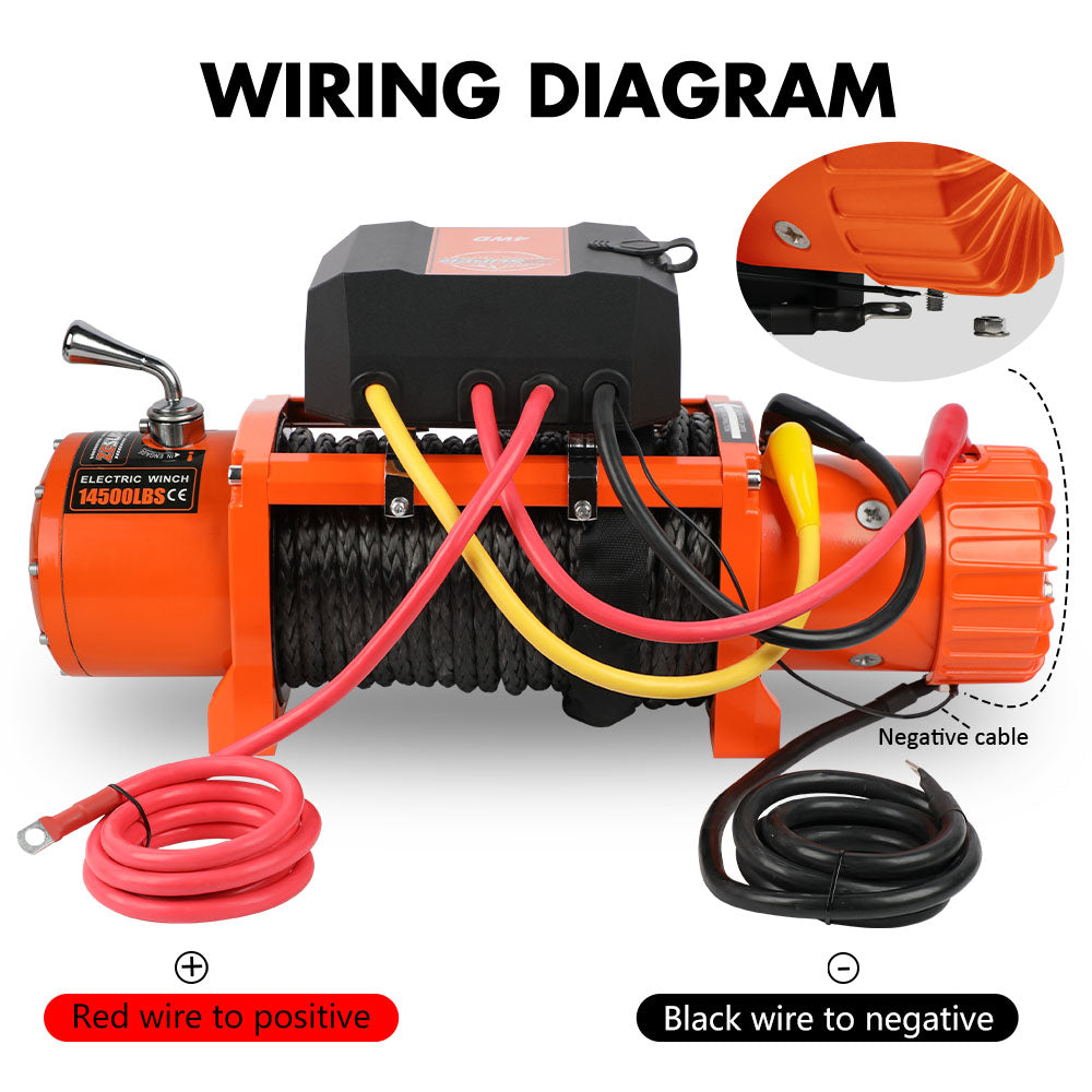 ZESUPER 14500lbs Electric Winch 12V Synthetic Rope Wireless Remote 4X4 4WD Car - Image 9