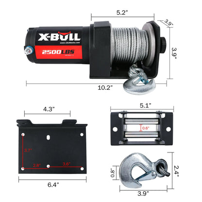 X-BULL2500LBS Electric Winch ATV UTV Boat Tow Winch ATV Winch Kit Steel cable 12V - Image 2