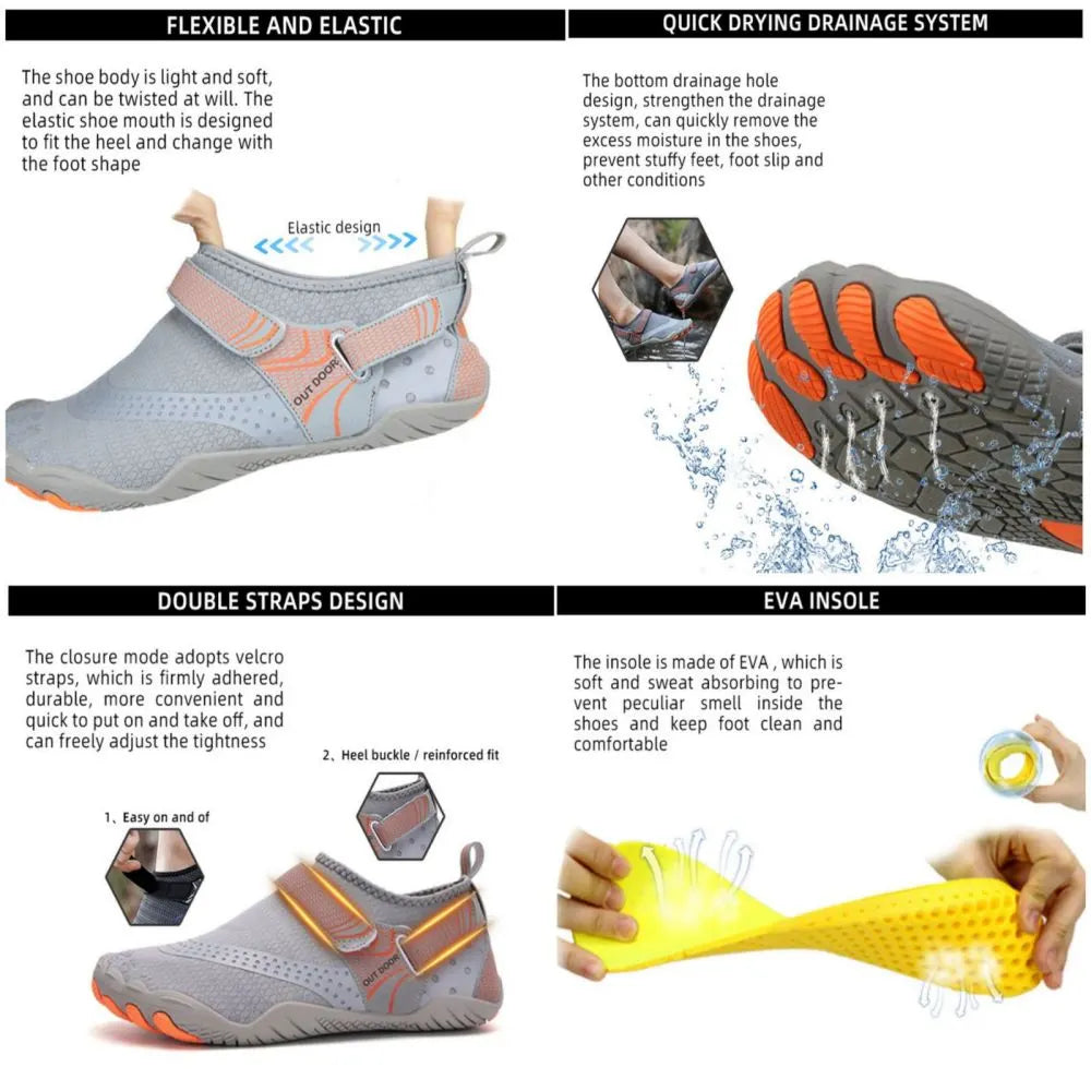 Men Women Water Shoes Barefoot Quick Dry Aqua Sports Shoes - Black Size EU36 = US3.5 - Image 6