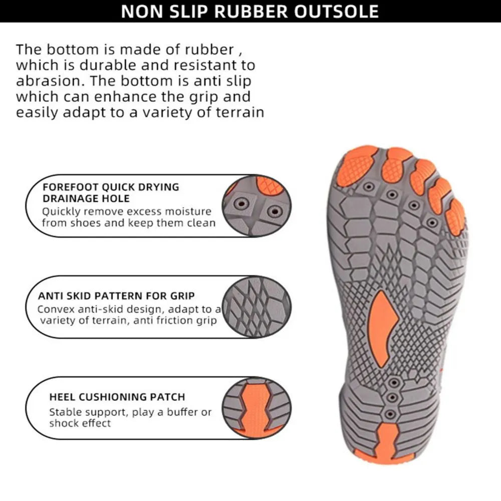 Men Women Water Shoes Barefoot Quick Dry Aqua Sports Shoes - Grey Size EU37 = US4 - Image 4