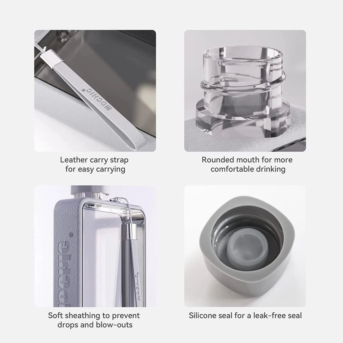 A5 Flat Water Bottle Portable Travel Mug BPA Free Water Bottle (Grey) - Image 8