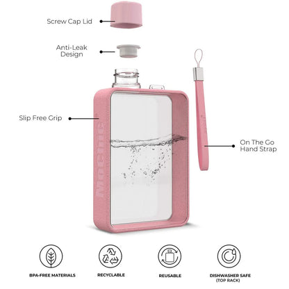 A5 Flat Water Bottle Portable Travel Mug BPA Free Water Bottle (Grey) - Image 3