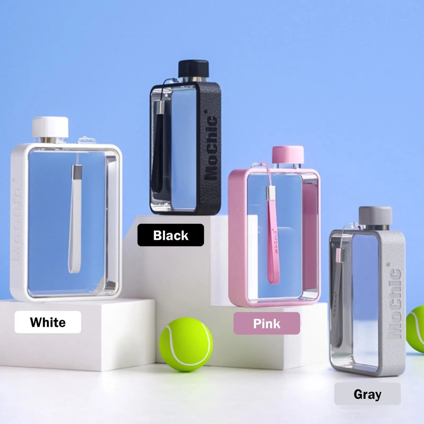 A5 Flat Water Bottle Portable Travel Mug BPA Free Water Bottle (Grey) - Image 2