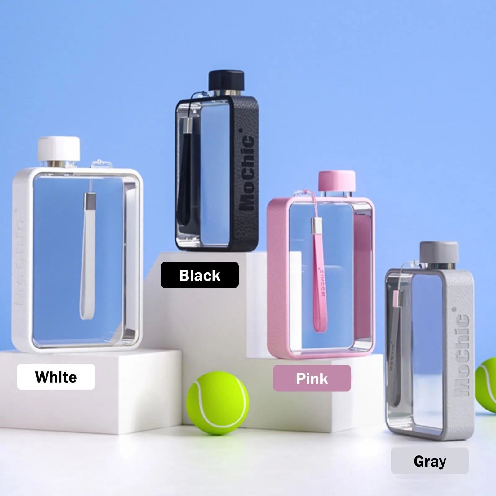 A5 Flat Water Bottle Portable Travel Mug BPA Free Water Bottle (Grey) - Image 2
