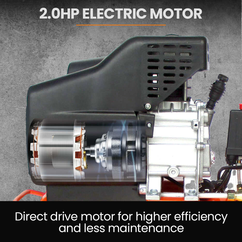 UNIMAC 24L 2.0HP Air Compressor, Direct Drive, 2 Couplers for Airtools Tyre Inflation, Portable, Electric - Image 2