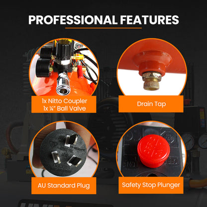 UNIMAC 24L 2.0HP Air Compressor, Direct Drive, 2 Couplers for Airtools Tyre Inflation, Portable, Electric - Image 5