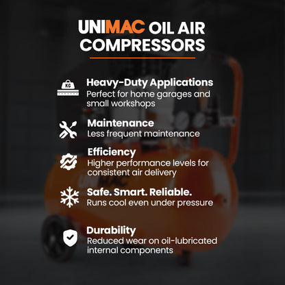 UNIMAC 24L 2.0HP Air Compressor, Direct Drive, 2 Couplers for Airtools Tyre Inflation, Portable, Electric - Image 7