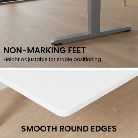 FORTIA Sit to Stand Standing Desk, 160x60cm, 72-118cm Electric Height Adjustable, White Desktop/Silver Frame - Image 4