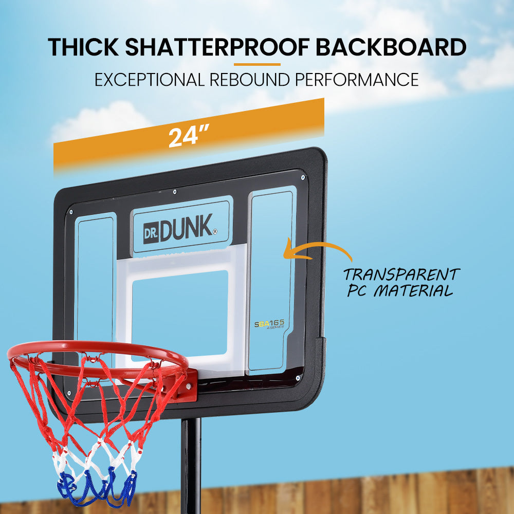 DR. DUNK Portable Kids Basketball Hoop Stand System, 1.15m to 1.60m Height Adjustable - Image 2