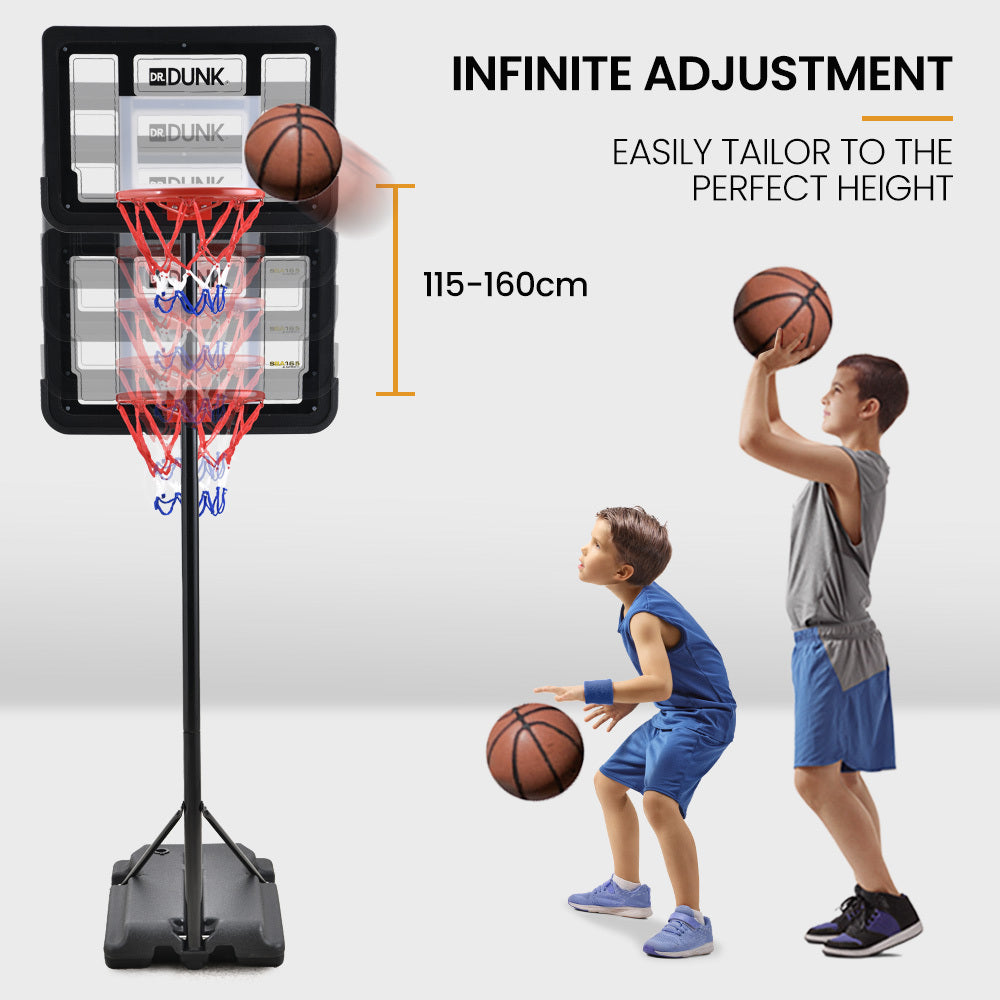 DR. DUNK Portable Kids Basketball Hoop Stand System, 1.15m to 1.60m Height Adjustable - Image 4