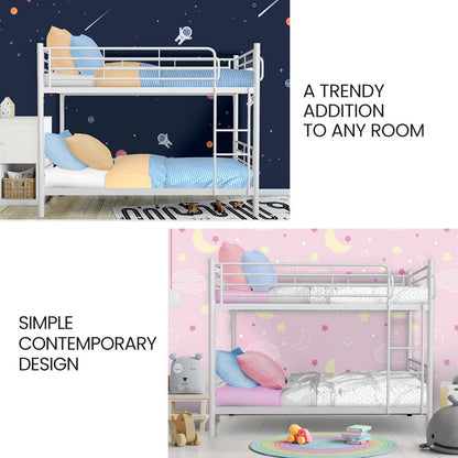 KINGSTON SLUMBER 2in1 King Single Metal Bunk Bed Frame, with Modular Design, Matte White - Image 2