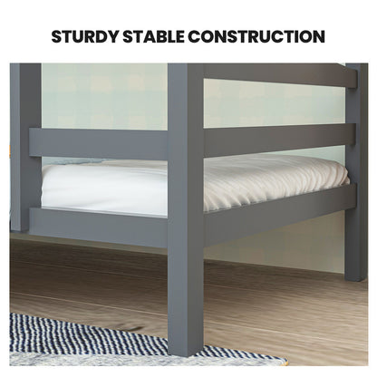 KINGSTON SLUMBER Single Bunk Bed Frame, Solid Pine 2-in-1 Modular Design, Converts to 2 Single Beds, For Kids, Grey - Image 3