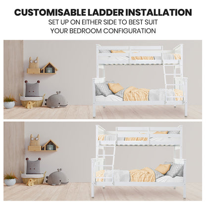 Kingston Slumber Triple Wooden Single Over Double Bunk Bed Frame for Kids, Convertible Design, White - Image 8