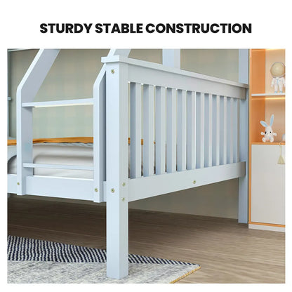 Kingston Slumber Single Over Double Wooden Bunk Bed Frame, Triple Solid Pine 2-in-1 Modular Design, Converts to 2 Beds, For Kids, White - Image 4