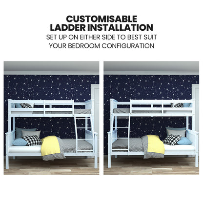 Kingston Slumber Single Over Double Wooden Bunk Bed Frame, Triple Solid Pine 2-in-1 Modular Design, Converts to 2 Beds, For Kids, White - Image 8