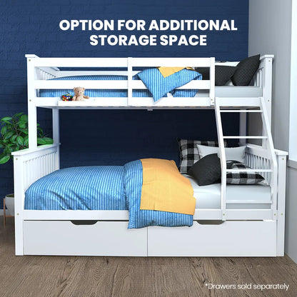 Kingston Slumber Single Over Double Wooden Bunk Bed Frame, Triple Solid Pine 2-in-1 Modular Design, Converts to 2 Beds, For Kids, White - Image 8
