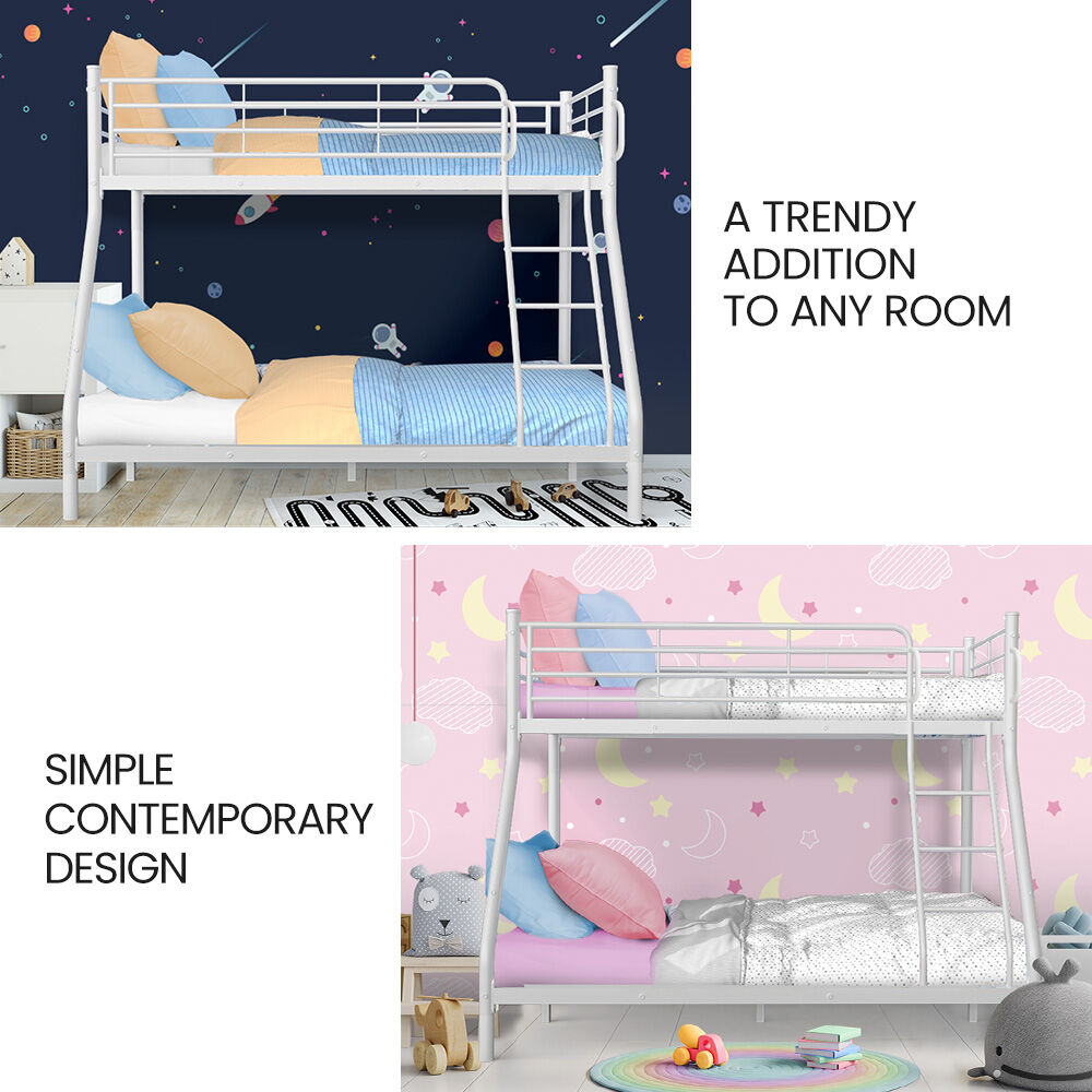 KINGSTON SLUMBER Single over Double Metal Bunk Bed Frame, Matte White - Image 2