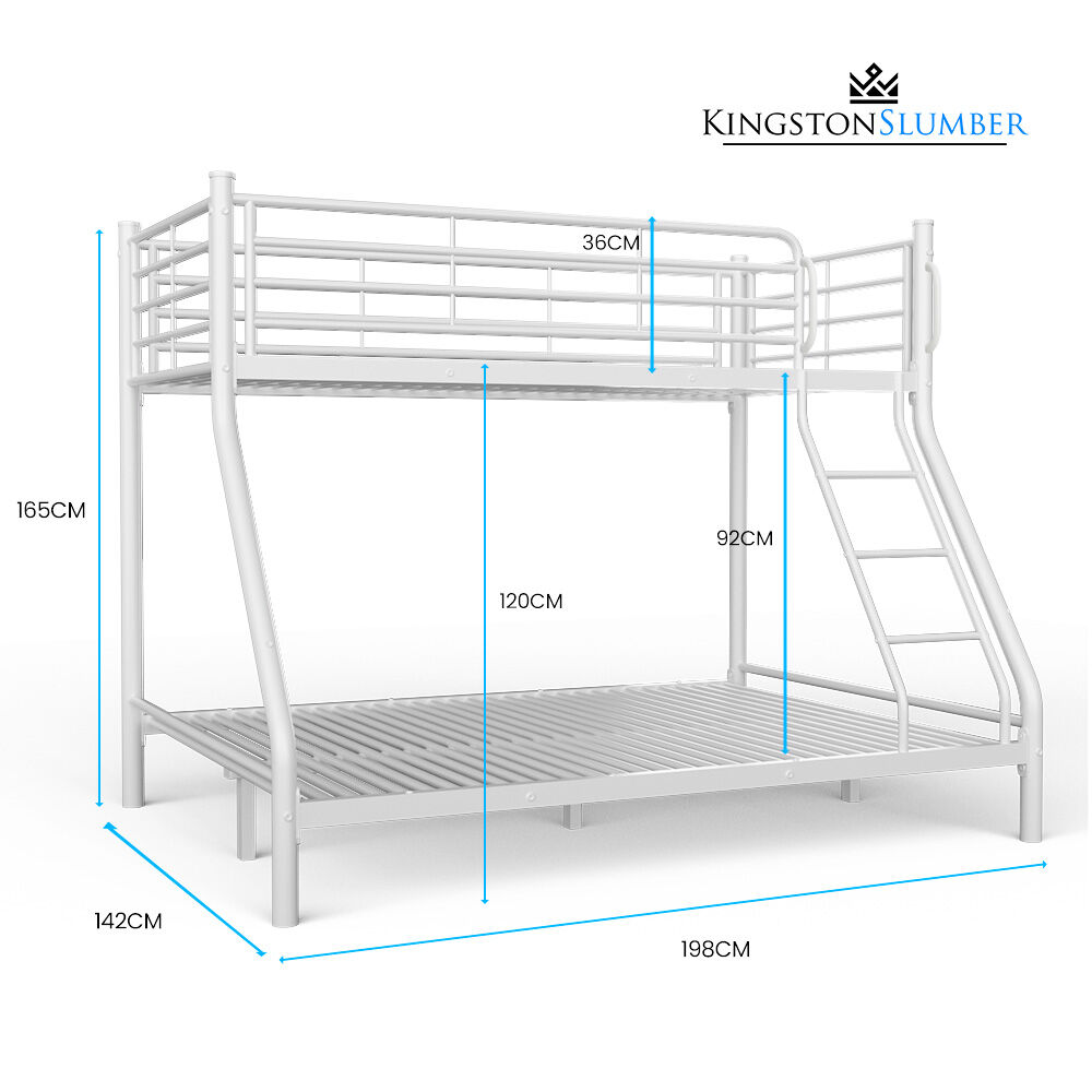 KINGSTON SLUMBER Single over Double Metal Bunk Bed Frame, Matte White - Image 8