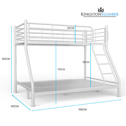 KINGSTON SLUMBER Single over Double Metal Bunk Bed Frame, Matte White - Image 8