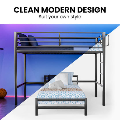 KINGSTON SLUMBER Single Loft Bed And Single Underbed, Multifunctional, Space Saving with Fixed Ladder, Matte Dark Grey - Image 2