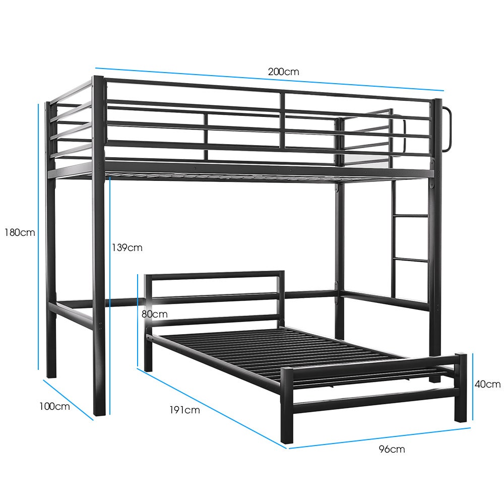 KINGSTON SLUMBER Single Loft Bed And Single Underbed, Multifunctional, Space Saving with Fixed Ladder, Matte Dark Grey - Image 7