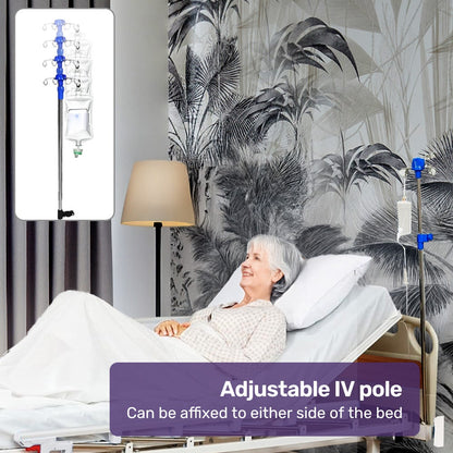 EQUIPMED 7 Function Medical Bed, w/ Mattress & Over Bed Table, Adjustable Back and Leg Lifting, Lateral Tilting, Commode Bowl, IV Pole - Image 5