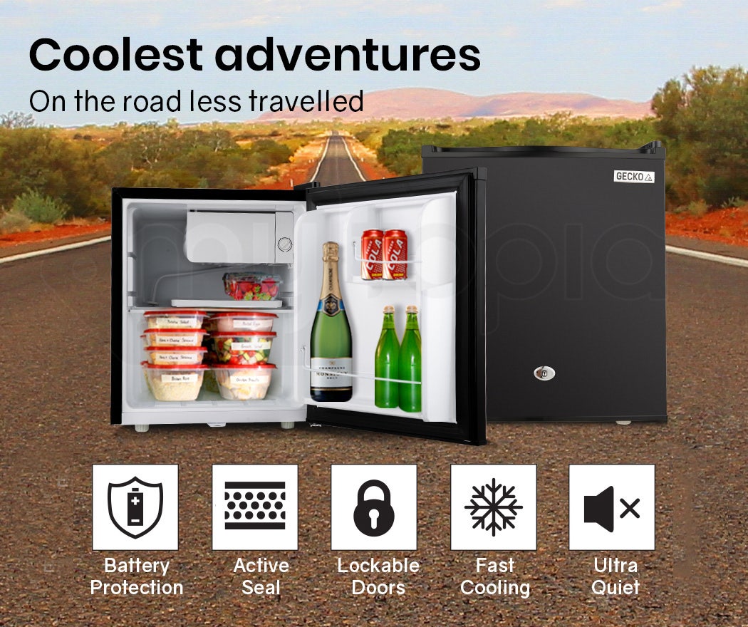 GECKO 57L Portable Camping Bar Fridge with Freezer 12V/24V, Black - Image 4