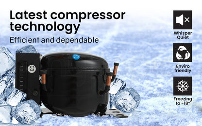GECKO 57L Portable Camping Bar Fridge with Freezer 12V/24V, Black - Image 8