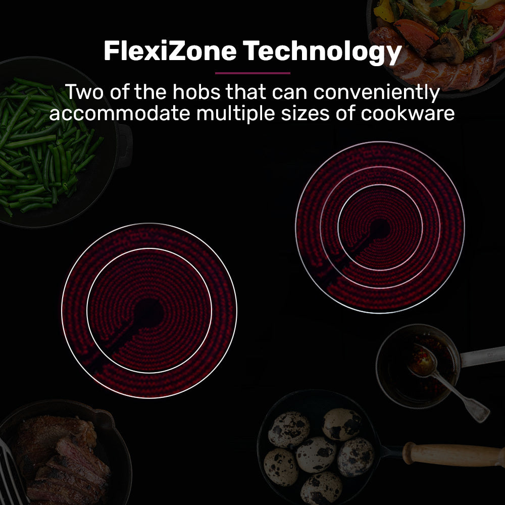 EuroChef 90cm 5 Zone Ceramic Cooktop, 8900W Electric, FlexiZone Adjustable Size Hobs, Touch Controls - Image 3