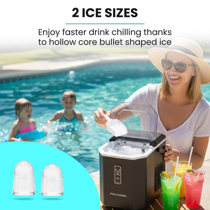 POLYCOOL Portable Ice Maker Machine, Automatic, 12kg/day,  Auto Clean, with Scoop and Removable Basket, Black - Image 8