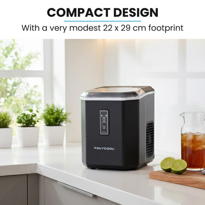 POLYCOOL Portable Ice Maker Machine, Automatic, 12kg/day,  Auto Clean, with Scoop and Removable Basket, Black - Image 9