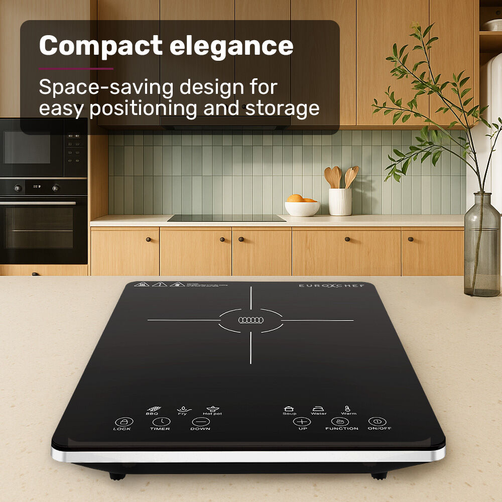 EUROCHEF Induction Benchtop Cooktop, 2000W, 9 Heat Levels, Fast Electric Portable Cooker, Touch Controls - Image 2