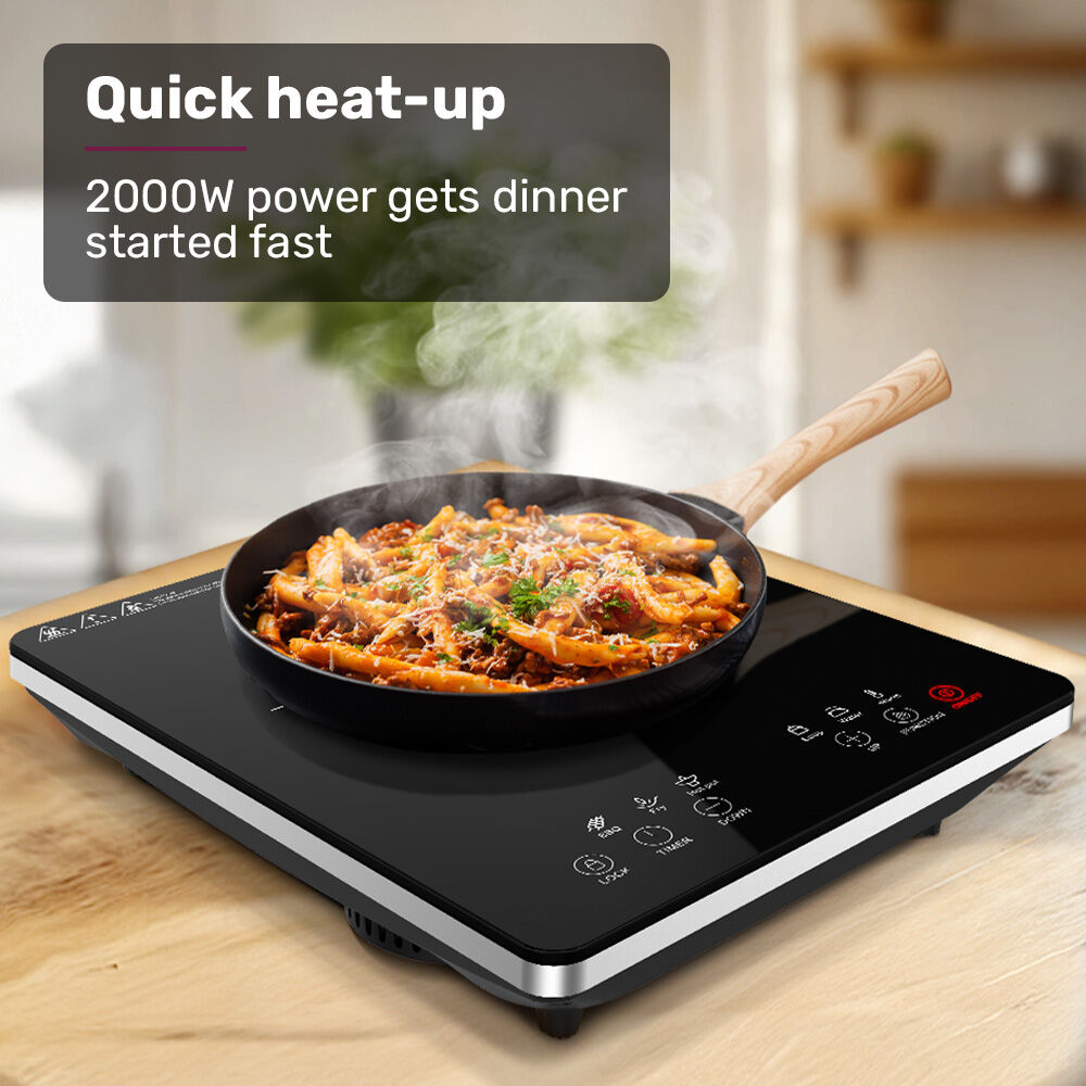 EUROCHEF Induction Benchtop Cooktop, 2000W, 9 Heat Levels, Fast Electric Portable Cooker, Touch Controls - Image 3