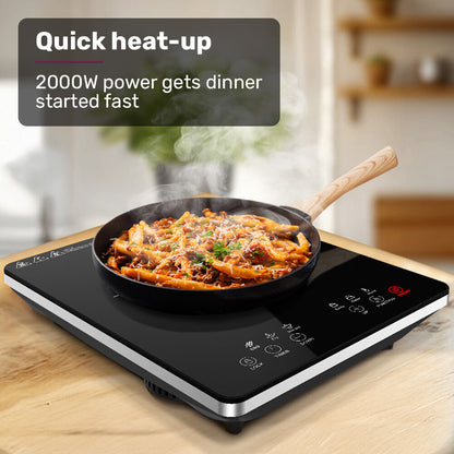 EUROCHEF Induction Benchtop Cooktop, 2000W, 9 Heat Levels, Fast Electric Portable Cooker, Touch Controls - Image 3