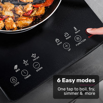 EUROCHEF Induction Benchtop Cooktop, 2000W, 9 Heat Levels, Fast Electric Portable Cooker, Touch Controls - Image 4