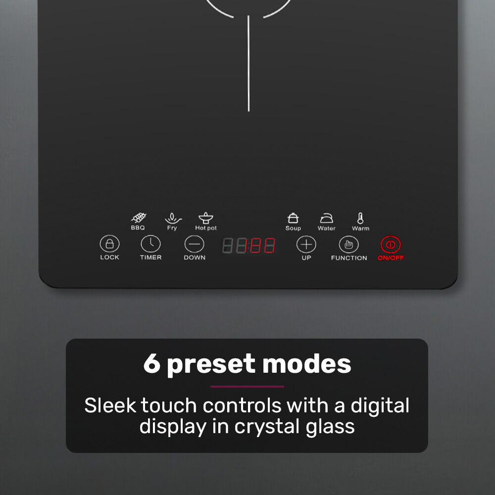 EUROCHEF Induction Benchtop Cooktop, 2000W, 9 Heat Levels, Fast Electric Portable Cooker, Touch Controls - Image 5